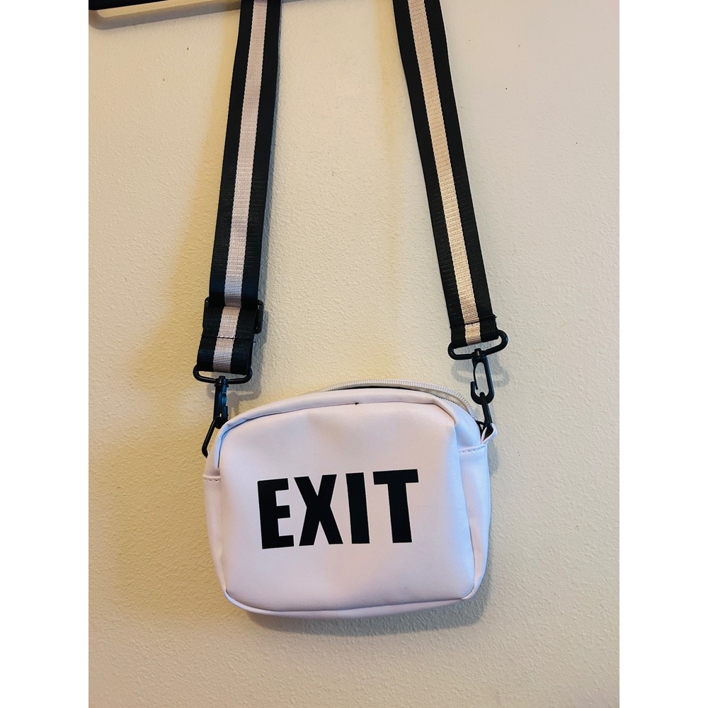 Unbranded EXIT Graphic Crossbody Bag Unisex OS White Excellent Streetwear Bag